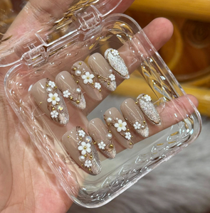 <span class=keywords><strong>Uñas</strong></span> Postizas Acrílicas de Lujo <span class=keywords><strong>con</strong></span> Diseño Romántico de <span class=keywords><strong>Flores</strong></span> 3D y Ojo de Gato, Hechas a Mano, <span class=keywords><strong>con</strong></span> Puntas Francesas, Cobertura Completa, Forma Almendrada, Venta al Por Mayor - Product Image 2
