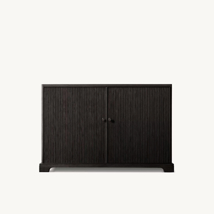 Armoire de rangement moderne en bois naturel cannelé avec poignées en or brossé pour salon, entrée, <span class=keywords><strong>buffet</strong></span> - Product Image 2