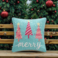 SHH101 joyeux lettres noël décoratif arbre conception crochet broderie housse de coussin fabriqué à la main crochet oreiller