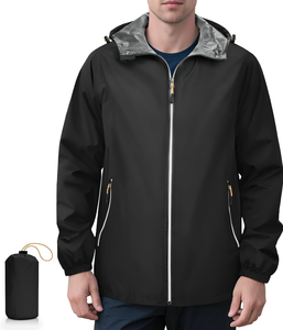 Chaqueta Impermeable Ligera con Capucha para Hombre, Chaqueta Bomber para Ciclismo, Viajes y Senderismo - Product Image 1
