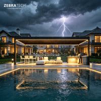 Pergola bioclimatique de luxe en aluminium résistante aux intempéries avec éclairage LED et design imperméable pour utilisation en extérieur dans la cour (3x3m)