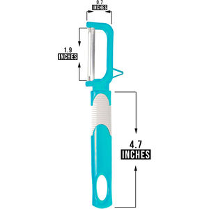 Vente en gros usine – Éplucheur manuel multifonctionnel 2-en-1 en plastique avec lames en acier inoxydable, écologique et personnalisable avec logo, pour légumes et fruits - Product Image 4