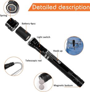 Torcia Magnetica LED con Corpo in Metallo, Grado di Protezione IP20, Collo Telescopico Estensibile, Regalo per Uomini, Idea per Natale e Compleanno - Product Image 3