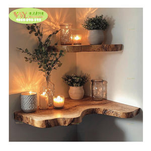 Wholesale <strong>Rustic</strong> Live Edge <strong>Corner</strong> Floating Shelf Christmas Wall <strong>Shelving</strong> Solid Wood Slab Invisible Wall Mounted Shelves - Product Image 1