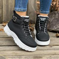 Chaussures d'hiver pour femmes à semelle épaisse, doublées de fourrure, à lacets, plateforme haute, chaudes, tendance, multicolores.