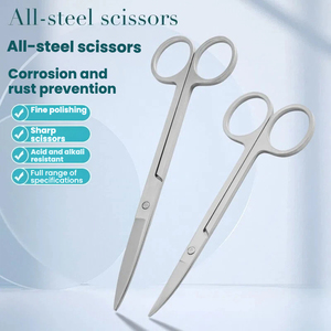 Tijeras de peluquería de acero inoxidable para eliminación de hilos, rectas, curvas, médicas, cosméticas, para cejas, con hoja inclinada, para corte de gasa quirúrgica - Product Image 1