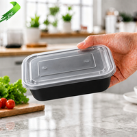 Boîte à lunch rectangulaire en PP de qualité alimentaire, 24 oz, durable, micro-ondable, sans BPA, recyclable, jetable et réutilisable, avec couvercle