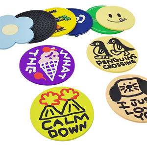 Printed Silicone PVC Drink Coaster Rubber Round <b>Cup</b> <b>Mat</b> Non Slip Heat Resistant Table Protector Pad for Home Office Bar - Product Image 1