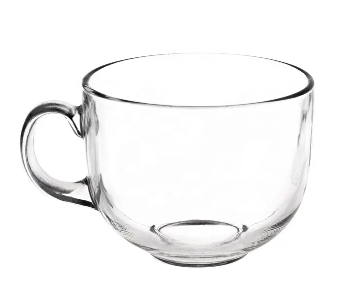 Citazione minimalista tazze di vetro trasparenti su ordinazione all'ingrosso del tè del caffè, vetro trasparente trasparente delle tazze di caffè, tazza rotonda di vetro del latte