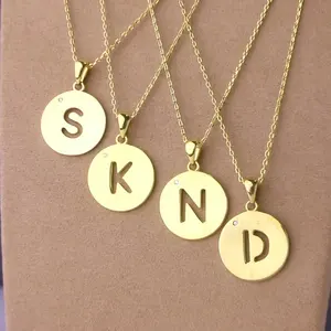Solid color hollow letter chain necklace Custom letter name pendant Gold chain pendant Any size