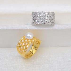 Anillo Abierto de Plata S925 para Mujer, Ajustable, con Incrustaciones de Perlas, Anillo de Dedo Antideslustre, Juego de Accesorios de Joyería 5-6, Talla Única - Product Image 3