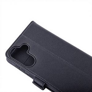Étui de <span class=keywords><strong>téléphone</strong></span> portable en cuir véritable avec protection d'écran, portefeuille pliable pour A37 - Product Image 2