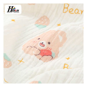 100% <span class=keywords><strong>coton</strong></span> Double couche <span class=keywords><strong>gaze</strong></span> crêpe tissu classique petit <span class=keywords><strong>coeur</strong></span> imprimé brocart pour chemises robes jupes - Product Image 2