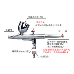 Aérographe hybride Gen Art 0,3 mm à alimentation par gravité, double action, vitesse réglable, portable pour les travaux d'art, les modèles et la peinture - Product Image 2