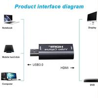 Carte de Capture HDMI 4K USB2.0 – Enregistreur Audio Vidéo 1080P pour Jeux PS4, OBS, Streaming YouTube