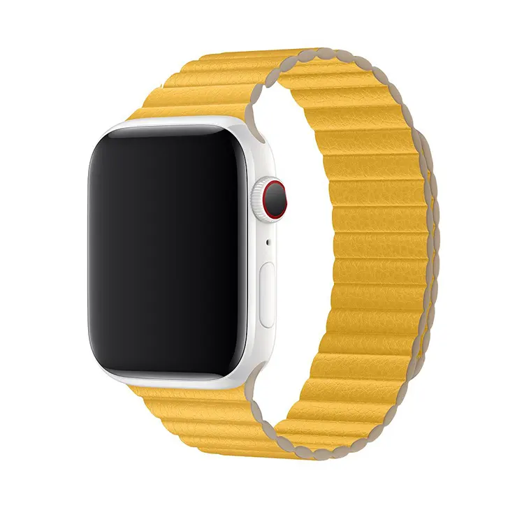 Correas de reloj de cuero genuino para iWatch serie 5, con botón magnético para correa de Apple watch