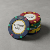 Jetons de poker Monte Carlo de 14 g avec incrustation métallique, jetons de casino personnalisés, jetons en argile professionnels à 3 tons pour la vente en gros