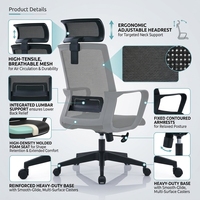 Chaise de bureau de direction à dossier haut chaise de bureau du personnel Base en plastique inclinable-verrouillage dossier haut maille ergonomique bureau de direction Chai