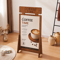 Papan Tanda Berdiri Portabel Dalam Ruangan Kustom Bingkai Kayu Penutup Vinyl Tahan Air Stand Display Lantai Perakitan Mudah Iklan Neon