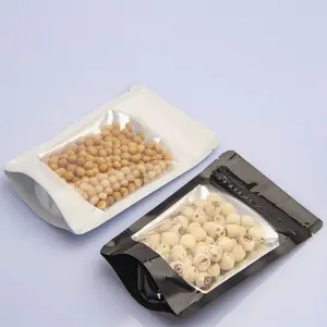 In stock plastic aluminum foil smell proof stand up spice candy zipper pouch white black snake packaging bag with window