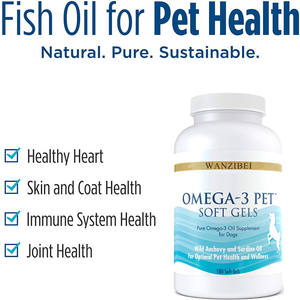 WANZIBEI Óleo de peixe Omega-3s EPA DHA Suplemento para Casaco de Pele de Cachorro Suporte a Triglicerídeos Cardíacos Saúde Geral Pet <span class=keywords><strong>Food</strong></span> - Product Image 3