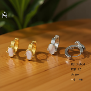 Boucles d'oreilles créoles avec motif coquille de palmier en acier inoxydable doré et argenté 6 mm style classique unisexe - Product Image 3