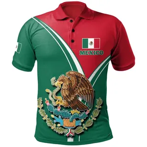 Selling Mexico Polo Shirt Mexican Pride Emblem Wholesale High Quality Personality Style Polo Shirt For Men New Heat Transfer