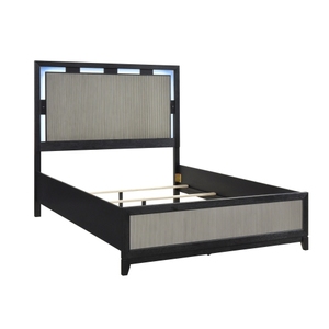 Contemporary Charcoal Gray Finish Queen Size Adjustable Soft <b>Bed</b> Integrated <b>LED</b> Backlighting Solid Wood Frame Bedroom Furniture - Product Image 5
