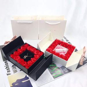 Caja de regalo de San Valentín para dama de honor, <span class=keywords><strong>Rosa</strong></span> eterna, joyería de flores, anillo, collar, embalaje - Product Image 5
