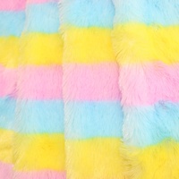 Tissu peluche à poils longs, teinture par nœuds, couleur changeante, véritable