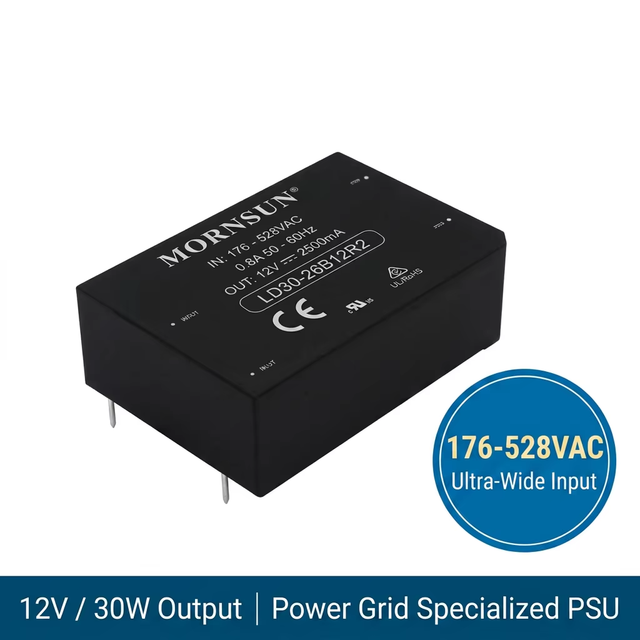 Mornsun LD30-26B05R2 Single AC-DC Converter 5V 6A SMPS Power Supply 176-528VAC Wide Input 4000VAC Isolation Three-phase Industry