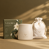 Ensemble cadeau de bougies parfumées en céramique à base large et conique, marque privée, logo personnalisé, bougie en cire de soja, porte-bougie
