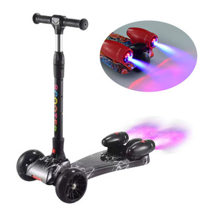 Pu roue en plastique pulvérisation et musique pied <span class=keywords><strong>scooter</strong></span> pour enfants avec pulvérisation d'eau fusée <span class=keywords><strong>scooter</strong></span> pliable jet fumée <span class=keywords><strong>scooter</strong></span> pour enfant - Product Image 1