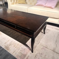 Table basse en bois massif rectangulaire fabriquée à la main Design moderne de parquet incrustation de mosaïque Base en bois robuste pour le salon