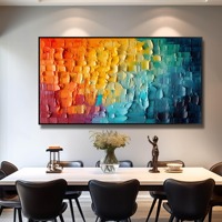 Peinture à l'huile abstraite colorée sur toile texturée, grand format, encadrée, orange, faite à la main, pour décoration de salon