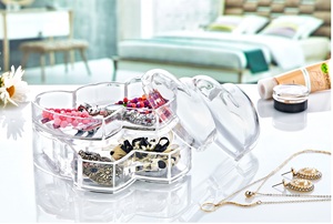 Rõ Ràng Hình Trái Tim PS Pha Lê Hiện Đại Sang Trọng Đa Chức Năng Đồ Trang Sức Tổ Chức Hộp Có Nắp Đậy Cho Nhẫn Bông Tai Phụ Kiện Trang Điểm - Product Image 4