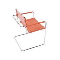 Chaise de salle à manger en cuir brun style Bauhaus moderne avec structure en acier inoxydable, chaise de restaurant