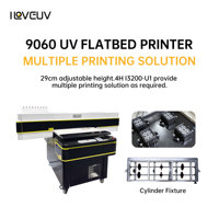 UV-Flachbettdrucker für Glas, Fliesen, Keramik-Dekoration, 4 Druckköpfe Epson I3200-U1, 90x60cm, Weißtinte, Spritzschutz-Wandpaneel