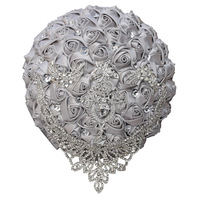 Y-P004 Gros Cristal Roses En Soie De Mariée Demoiselle D'honneur Mariage Main fleur Artificielle Bouquet De Mariée Bouquets De Mariage