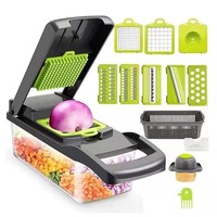 Hachoir à fruits et légumes multifonctionnel manuel en acier inoxydable 16 pièces, mandoline, trancheuse, outil de cuisine, coupe-légumes, oignon