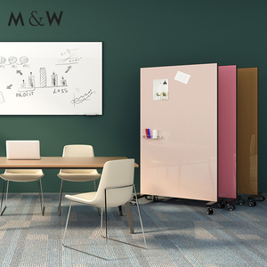 Parete Divisoria per Ufficio Mobile con Lavagna Magnetica <span class=keywords><strong>in</strong></span> Vetro Colorato Cancellabile Arredo Mobile Spostabile - Product Image 6