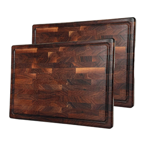 Planche à découper en bloc <span class=keywords><strong>de</strong></span> boucher en bois d'acacia Grande planche à découper en bois <span class=keywords><strong>de</strong></span> noyer Pieds antidérapants Jus Groove Cheese Food Service Box - Product Image 1