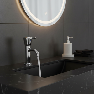 Robinets de lavabo de salle de bain modernes en laiton sans plomb à une poignée montés sur le pont avec finition anti-rayures Robinets de lavabo noirs - Product Image 3