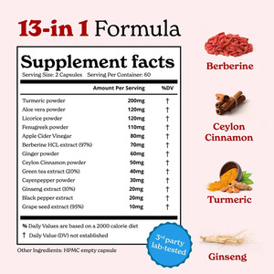 Berine GLP 1200mg 60 Capsules - Plus Pure True Ceylon kayu manis, berine GLP suplemen untuk sistem imun - Product Image 4