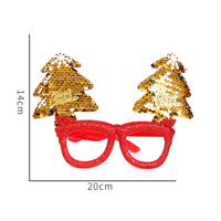 Lunettes de fête colorées à double motif sapin de Noël, très populaires, lunettes fantaisie scintillantes, accessoire accrocheur pour le dîner de Noël