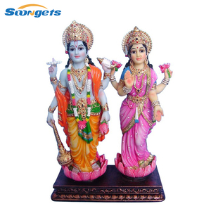 Estatua de Dios Hindú <span class=keywords><strong>Vishnu</strong></span> y Laxmi Hecha a Mano en Poliresina - Product Image 2