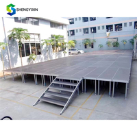 Scène de concert extérieure mobile modulaire en aluminium avec finition bois, 4 pieds x 4 pieds, 4 pieds de hauteur, capacité de charge de 500 kg, pour événements et spectacles