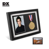 Bingkai Pajangan Medali Kayu DX DESIGNS 5x7 8x10 11x14 Inch A4 A3 Shadow Box Frame untuk Pelari Pemenang Lomba Marathon Semua Olahraga
