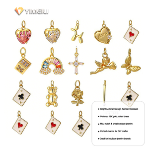 Breloques en acier inoxydable YIMEIL&Cute : Pendentif cœur <span class=keywords><strong>de</strong></span> Cupidon arc-en-ciel, <span class=keywords><strong>carte</strong></span> à jouer, accessoires <span class=keywords><strong>de</strong></span> bijoux DIY - Product Image 1