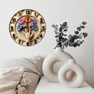 Round Wooden Wall <b>Clock</b> 25cm Quiet Quartz Movement Indoor Decor For Living Room Apartment - Product Image 4